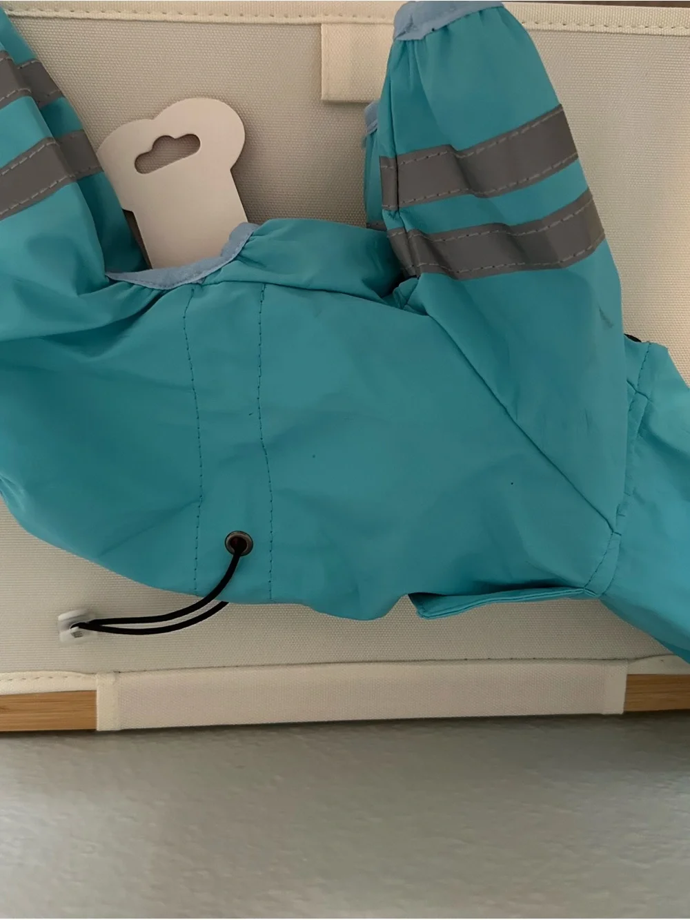 Turquoise dogs Rain Jacket with Hood and Paw Patch xs
